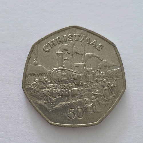 1984 christmas 50p coin die - christmas,
