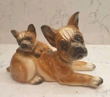 DOG & PUP ceramic figurine-