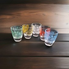 Vintage Coloured Shot Glasses x 5 Various Colours Excellent Condition