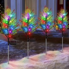 Solar Christmas Tree Stake LED Lights Xmas Outdoor Garden Lawn Pathway Patio