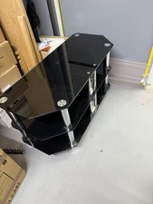 Black Glass Corner TV Stand