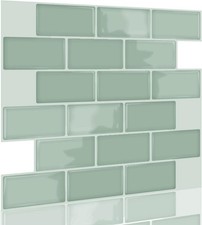 15 Self Adhesive Tile Stickers 3D Peel and Stick Kitchen Backsplash Sage Green