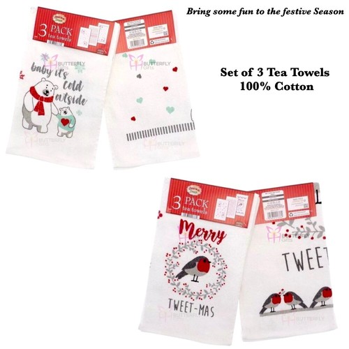 Christmas tea towels set - set, of