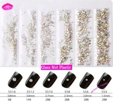 3D Nail Art AB Diamantes Gemstones Crystal Rhinestones 6 size 1400 Piece Bag UK 