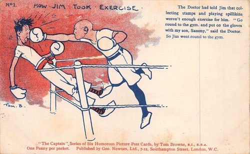 Postcard comic tom browne - comic,