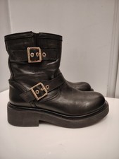 £199 New Carvela Kurt Geiger Biker Low Black Leather Ankle Boots 39 EU 5.5 UK 