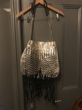 Gold Tasseled Leather River Island Bag