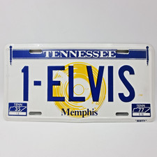 1 Elvis USA Number Plate Tennessee Sign Memphis "Scotty" Aluminium 12" x 6" VTG