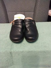 EARTH SPIRIT LADIES CASUAL SHOES SIZE 6.5 BLACK SUMMER SHOES SLIP ON 2 INCH HEEL