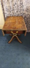 Vintage Drop Leaf single Pedestal Pembrooke Coffee Table with Two Draws