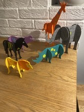 Set Of 6 Wild African Animals Foldable Stiff Felt  Colourful Textured Education