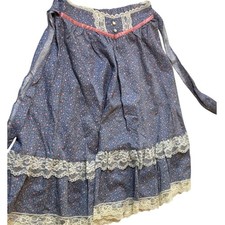 Vintage Kandy Kiss Girls Blue Floral Lace Prairie Skirt Size 14 Ruffled