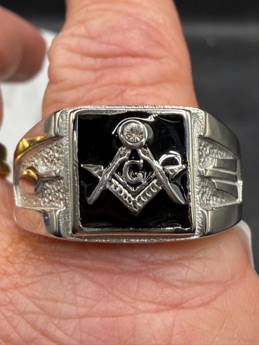 Mens masonic ring silver - ring,