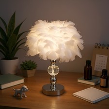 Feather Lamp LED Night Light Fluffy Corner Bedside Table Lamp Desk Light Elegant