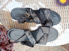 Lea Foscati leather sandals, size 5, wedge heel