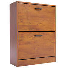 2 Drawer Shoe Cabinet Storage Cupboard Unit Shoe Rack Wooden Stand Organiser