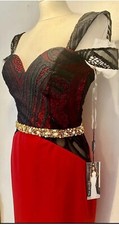 Red Party Evening prom Ball dress Pia Michi Mermaid Embellished UK10