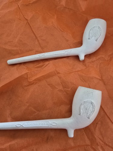 Pair vintage white clay pipes - vintage,