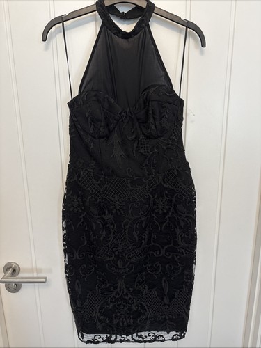 Womens black lace halter neck - black,