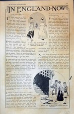 Old Print 1915 England Ladies Traitor'S Gate Tower London Fashion Mirror 20th