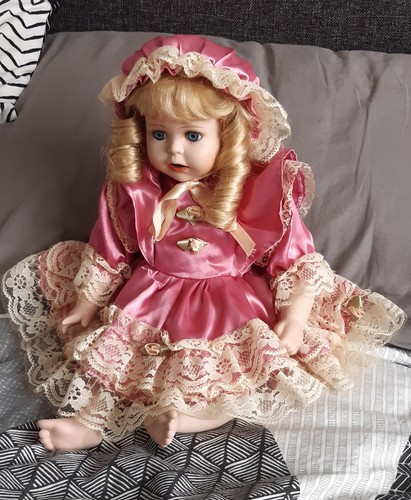 Vintage porcelain sitting doll - vintage,