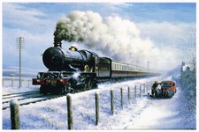 Winter Express GWR Railway Train Print Picture Don Breckon 13.25" x 8.75"