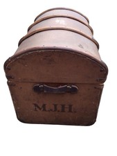 Large Victorian Dome/barrel Top, Travel Steamer Chest Canvas & Wood 85xH58xW52cm