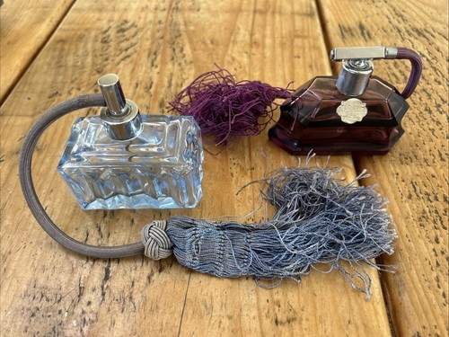 Pair glass art deco perfume - pair,