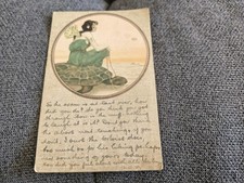 Raphael Kirchner Unique Lady With Wings Sitting On Turtle Antique Postcard