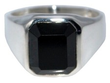 925 Sterling SILVER Emerald Cut Black Onyx Signet Ring Men's Gents Sizes M to Z5