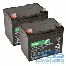 Pair of Lucas 12v 34ah LSLC34-12 Batteries (Mobility Batteries) PRIDE FREERIDER