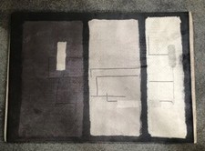 Rug Mat Velor Feel-Modern Abstract-Black/Grey/Silver/White 90cmx63cmRubber Back