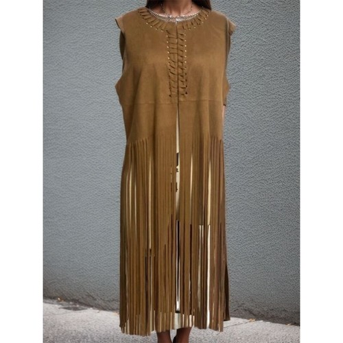 Women sleeveless tassels vest - sleeveless,