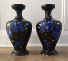 Antique Victorian Pair Of Vases Floral Design