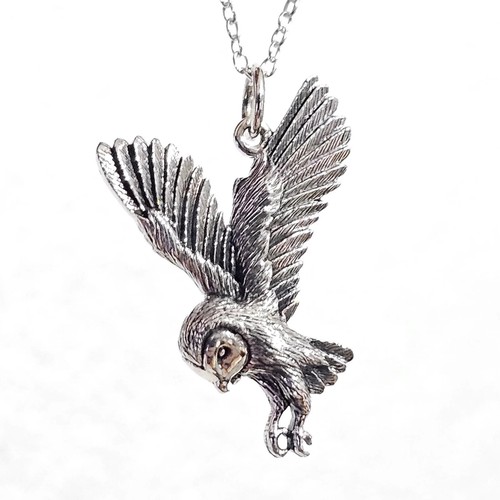 Barn owl pendant necklace - barn, 925