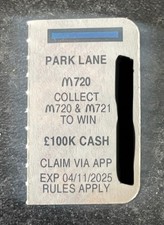 McDonald's Monopoly 2025 Park Lane M720 Code Unused