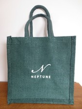 NEPTUNE SMALL HESSIAN Green TOTE BAG (25cm. x 25cm.) Brand New