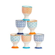 6x Hand-Printed Egg Cups