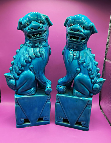 Pair blue glazed - blue,
