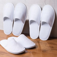 5-30 Spa Pairs Hotel Guest Slippers Closed Toe Towelling Disposable Terry Style