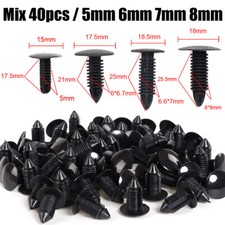 40PCS Mix Black Plastic Rivet Push 5-8mm Car Trunk Roof Trim Panel Fastener