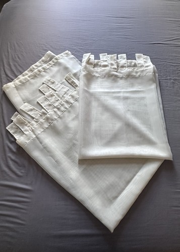 Voile one pair cream tabtop - pair,