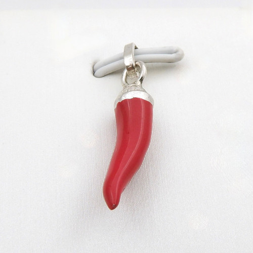Sterling silver red enamel - silver,