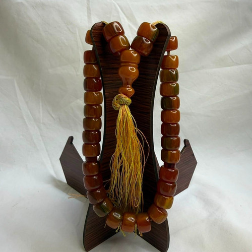 Amber color prayer beads - amber,
