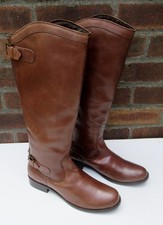Brown Leather Knee High Boots Australian Zippyboots Adjustable Calf Fit UK 8