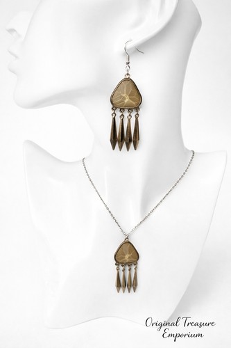 Vintage fossil stone necklace - vintage,