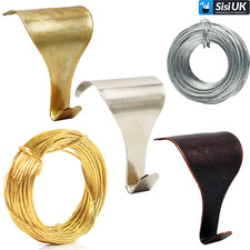 Pack Of 10 PICTURE RAIL MOULDING HANGING HOOKS - BRASS,Chrome or Antique Bronze!