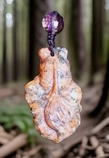 mahogany  Obsidian Goldfish Carving Necklace