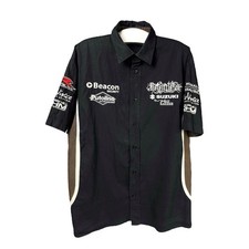 Relentless Suzuki TAS Racing Team Shirt Black Brown Short Sleeve Size L