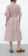 Zara Linen Blend Striped Midi
